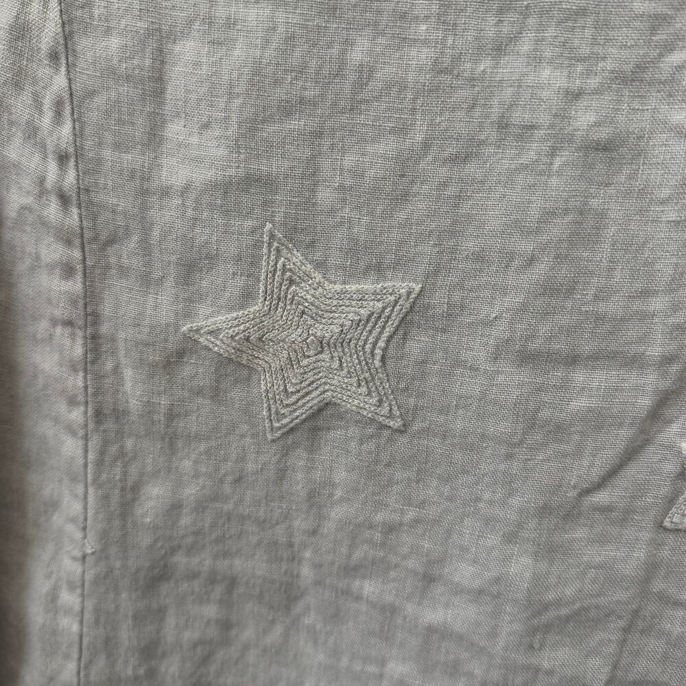 Martina Innocenti Womens Linen Dress 1X Gray Tank Lightweight Stars Lagenlook - Picture 2 of 7